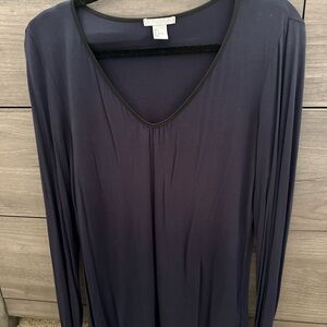 H&M Blue Fitted Long Sleeve Blouse